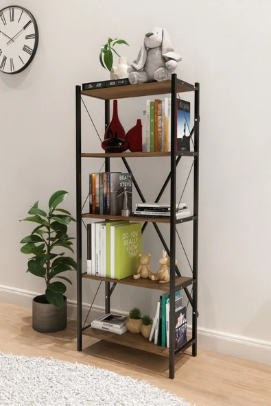 Çok Amaçlı 5 Raflı Metal Kitaplık - Resim 3