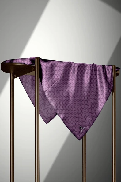 %100 Twill İpek Monogram Desenli Sirke Renkli 90x90 Eşarp Dikim Şekli : El Dikişi - Resim 5