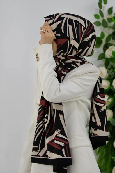 LÜKS MEDİNE İPEĞİ ÇİZGİ DESENLİ GÜL KURUSU RENKLİ 75X195 KIRIŞMAZ ŞAL MOSS KREP DİKİŞ TİPİ  İTALYAN DİKİŞLİ ürün görseli