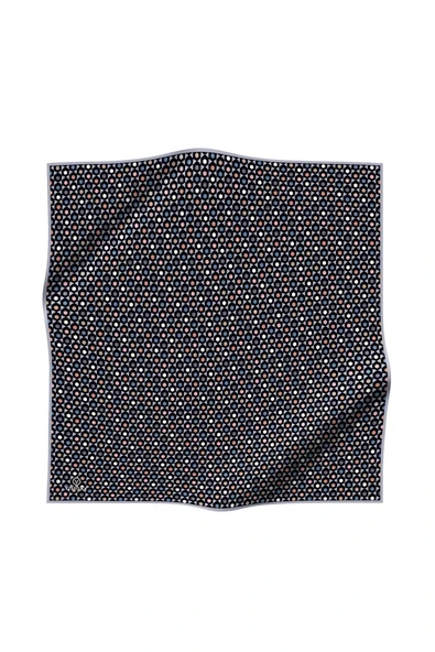 %100 Twill İpek Nokta Desenli Siyah - Gri Renkli 90x90 Eşarp Dikim Şekli : El Dikişi - Resim 2