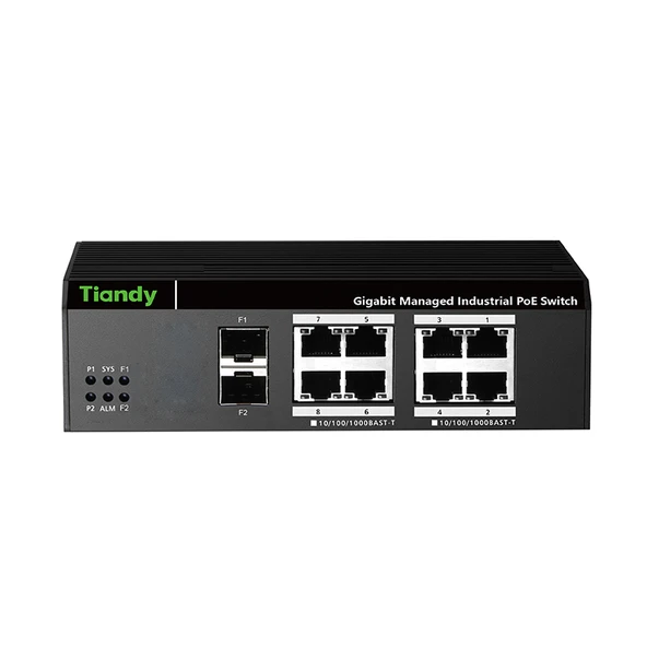 Tiandy PS-END1008G-2SFP 10-Port Gigabit Yönetilebilir Endüstriyel PoE Switch ürün görseli 1