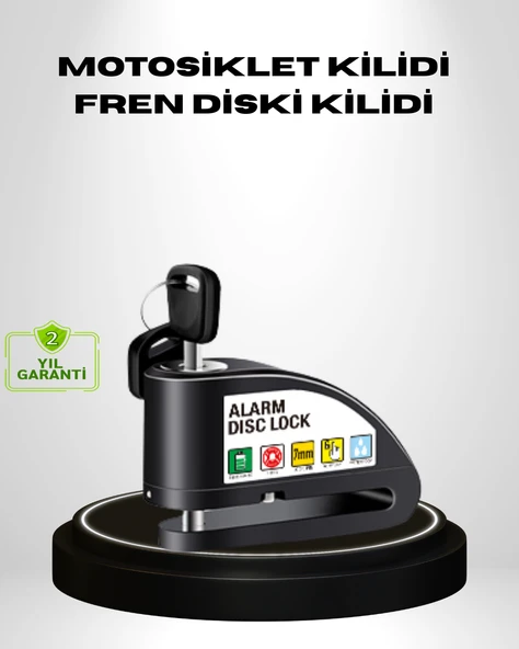 Titreşim Sensörlü Alarmlı Motosik Disk Kilidi 14mm Çelik Çift Kilitleme ürün görseli 1