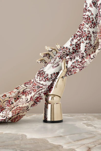 %100 Twill İpek Şal Desenli Krem Renkli 90x90 Eşarp Dikim Şekli : El Dikişi - Resim 6