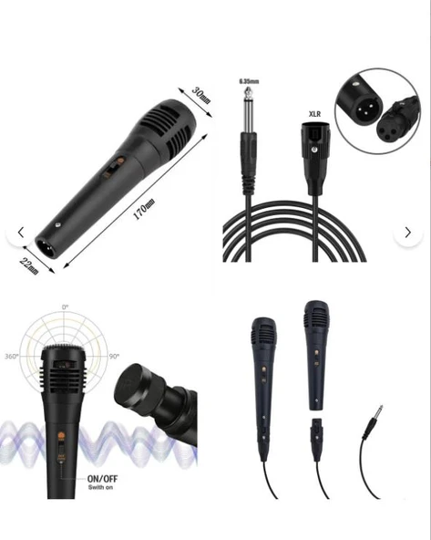 Speaker Hoparlör Mikrofonu Karaoke Kablolu Mikrofon 6.5mm Jack Girişli - Resim 4