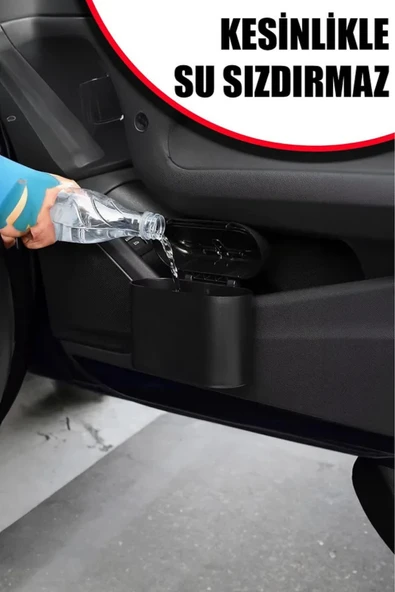 Mini Oto Çöp Kovası Abs Plastik Siyah - Resim 4