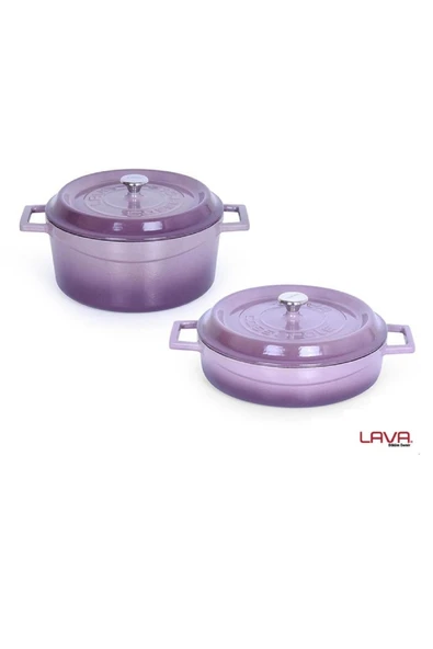 Trendy Mor Tencere Seti 2'li 24 Cm Derin 24 Cm Yayvan ürün görseli 1