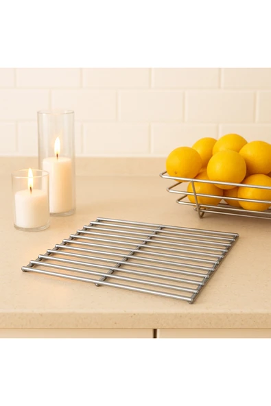 Kare Izgara Nihale, Metal Nihale, Çay Altlığı, Tencere ve Tava Altlığı (Krom) - Resim 2