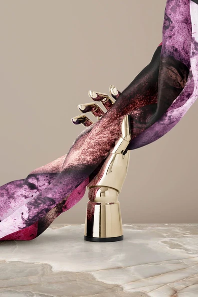 % 57 İPEK % 43 VİSKON Twill İpek Dokulu Ve Geometrik Desenli Mürdüm - Vizon Renkli 90x90 Eşarp Dikim Şekli : El Dikişi - Resim 4