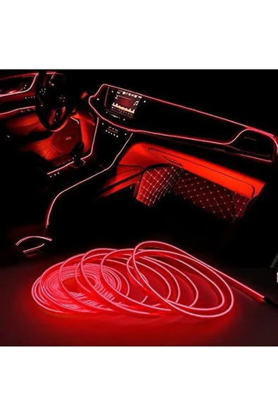 Araç İçi Neon Aydınlatma Led Göğüs Torpido Ledi Neon İp Led Kırmızı 2 Metre - Resim 5