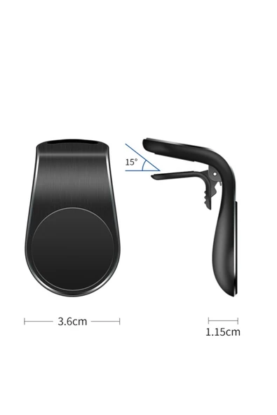 Mıknatıslı L Şeklinde Mandallı Araç İçi Oto Telefon Tutucu Klima Izgarasına Geçmeli A Kalite - Resim 5