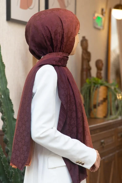 Vissona %57 İPEK %43 PAMUK Degrade Desenli Taba Renkli Şal -  70x190 Dikiş Tipi İtalyan Dikişli ürün görseli