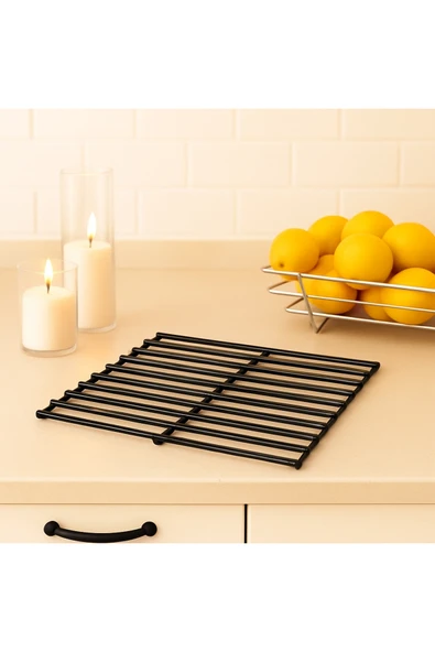 Kare Izgara Nihale, Metal Nihale, Çay Altlığı, Tencere ve Tava Altlığı (Siyah) - Resim 2