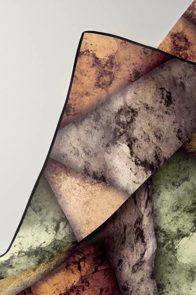 % 57 İPEK % 43 VİSKON Twill İpek Dokulu Ve Geometrik Desenli Haki - Bej Renkli 90x90 Eşarp Dikim Şekli : El Dikişi - Resim 4