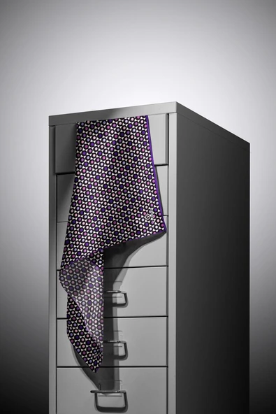 %100 Twill İpek Nokta Desenli Siyah - Mor Renkli 90x90 Eşarp Dikim Şekli : El Dikişi - Resim 6