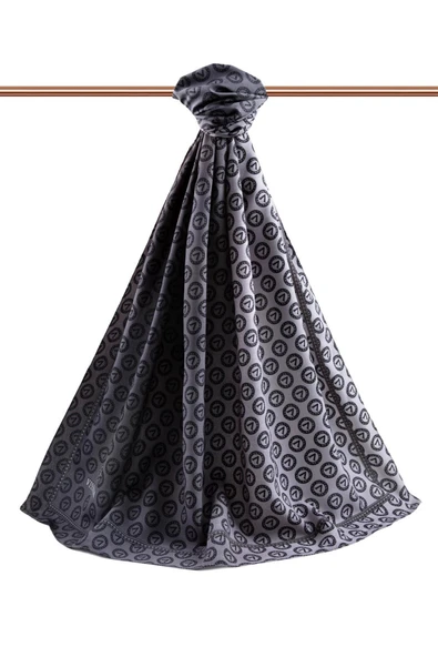 LÜKS MEDİNE İPEĞİ MONOGRAM DESENLİ GRİ RENKLİ 75X195 KIRIŞMAZ ŞAL MOSS KREP DİKİŞ TİPİ İTALYAN DİKİŞLİ - Resim 2