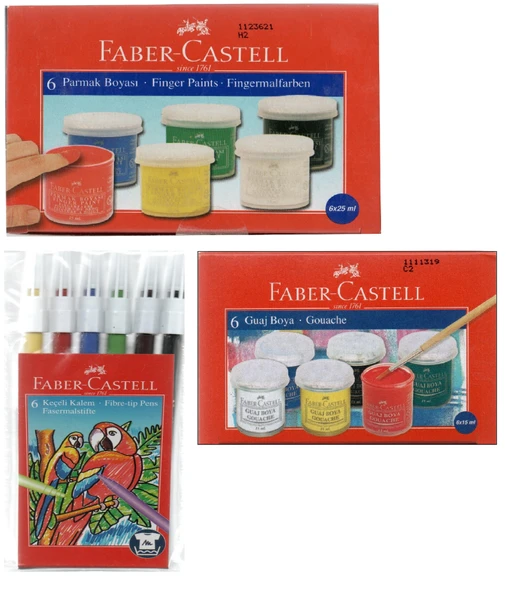Faber-Castell Parmak Boya + Guaj Boya + 6'lı Keçeli Kalem ürün görseli