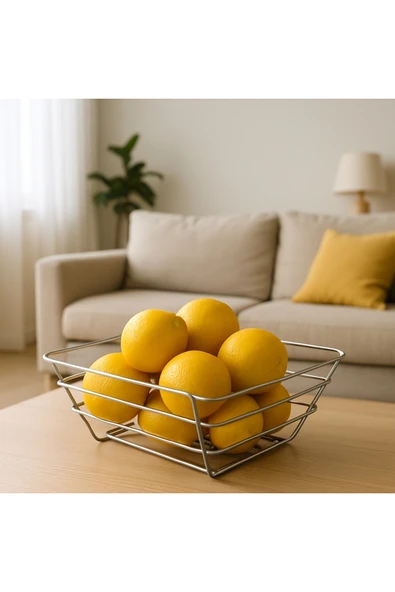 2'li Üçgen Sepet, Meyve Sepeti, Ekmek Sepeti, Modern Tel Sepet - Resim 2