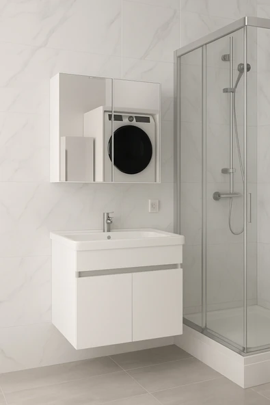 Tokyo Seramik Lavabolu Modern Aynalı Banyo Dolabı MDF - Resim 7