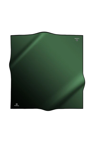 % 57 İPEK % 43 VİSKON Twill İpek Degrade Desenli Zümrüt Yeşili Renkli 90x90 Eşarp Dikim Şekli : El Dikişi - Resim 2