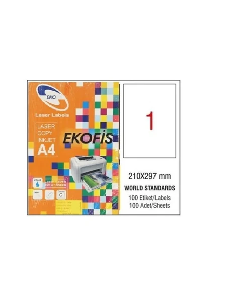 Ekofis Lazer Etiket 210x297 (A4) (100) ürün görseli 1