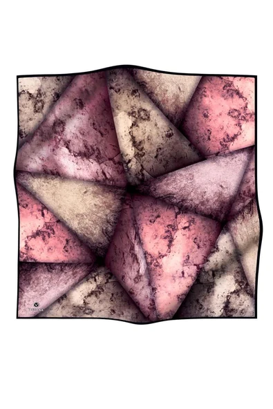 % 57 İPEK % 43 VİSKON Twill İpek Dokulu Ve Geometrik Desenli Pudra - Somon Renkli 90x90 Eşarp Dikim Şekli : El Dikişi - Resim 2