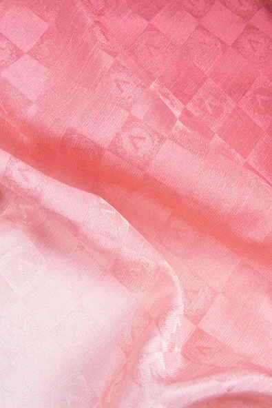 Vissona %57 İPEK %43 PAMUK Degrade Desenli Pudra Renkli Şal -  70x190 Dikiş Tipi İtalyan Dikişli - Resim 4