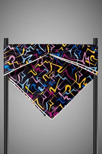 % 57 İPEK % 43 VİSKON Twill İpek Soyut Geometrik Desenli Sarı - Pembe Renkli 90x90 Eşarp Dikim Şekli : El Dikişi - Resim 6