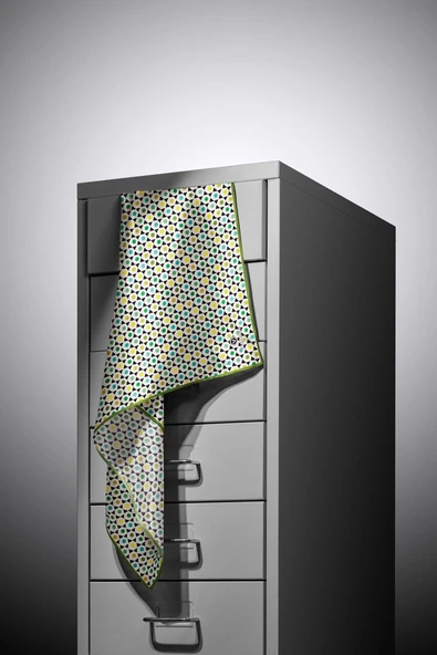 %100 Twill İpek Nokta Desenli Krem - Haki Renkli 90x90 Eşarp Dikim Şekli : El Dikişi - Resim 6