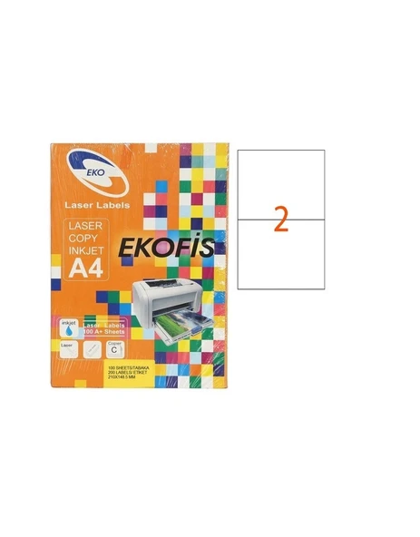 Ekofis Lazer Etiket 210 x 148.5 CM 100 Sayfa (200 Etiket) ürün görseli 1
