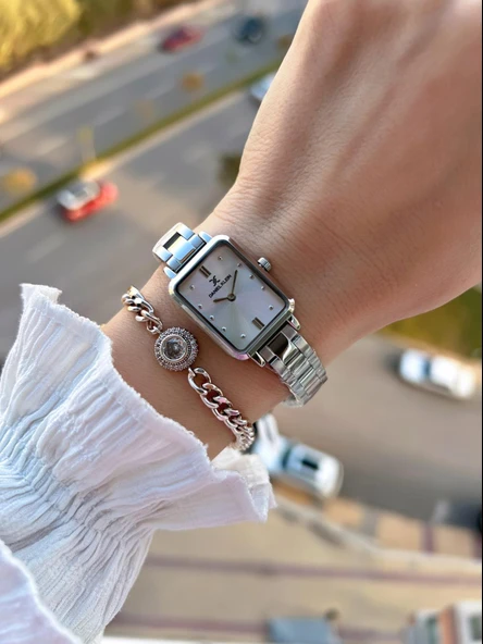 Daniel Klein Vintage Seri Kümüş Kasa 2 Yıl Garantili 3 Atm Kadın Kol Saati+Bileklik BFF.10866.1 - Resim 2
