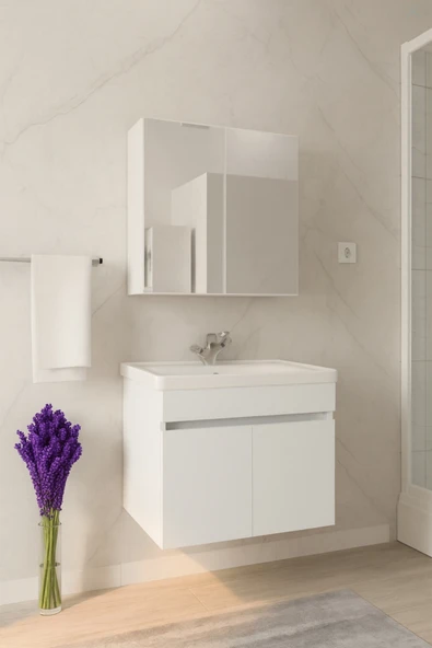 Tokyo Seramik Lavabolu Modern Aynalı Banyo Dolabı MDF - Resim 2