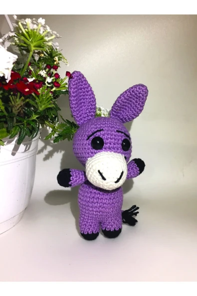 Amigurumi Renkli Miniklerden Sevimli Eşek Sağlıklı Oyuncak El Örgüsü ürün görseli