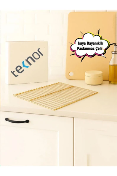 Kare Izgara Nihale, Metal Nihale, Çay Altlığı, Tava Altlığı (Gold) ürün görseli