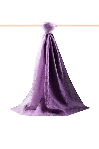 Vissona %57 İPEK %43 PAMUK Degrade Desenli Lila Renkli Şal -  70x190 Dikiş Tipi İtalyan Dikişli - Resim 2