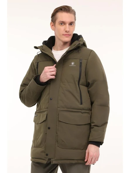 LUMBERJACK ML ADLERS LONG COAT HAKİ KALIN CASUAL KAPŞONLU UZUN KABAN MONT - Resim 3