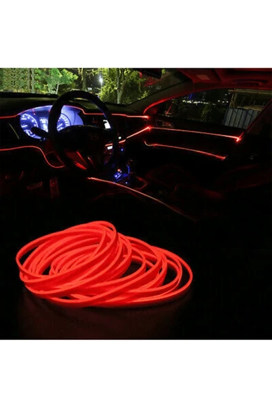 Araç İçi Neon Aydınlatma Led Göğüs Torpido Ledi Neon İp Led Kırmızı 2 Metre - Resim 3