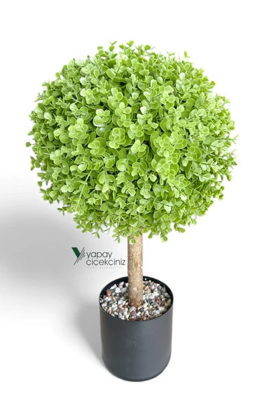 Siyah Renkli Saksıda Yoğun Yapraklı 65 Cm Yapay Top Şimşir Ağacı 35x35 - Resim 6