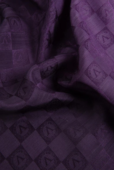 Vissona %57 İPEK %43 PAMUK Degrade Desenli Leylak Renkli Şal -  70x190 Dikiş Tipi İtalyan Dikişli - Resim 3