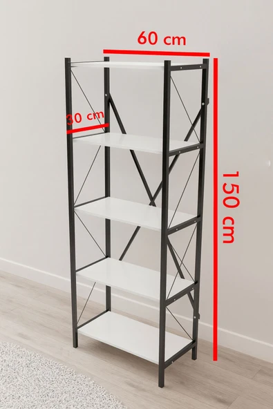 Çok Amaçlı 5 Raflı Metal Kitaplık - Resim 4