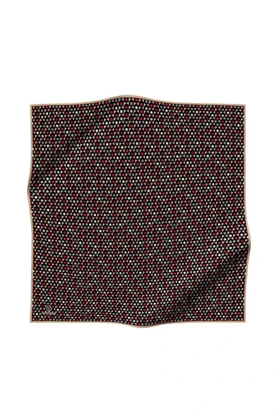 %100 Twill İpek Nokta Desenli Siyah - Bej Renkli 90x90 Eşarp Dikim Şekli : El Dikişi - Resim 2