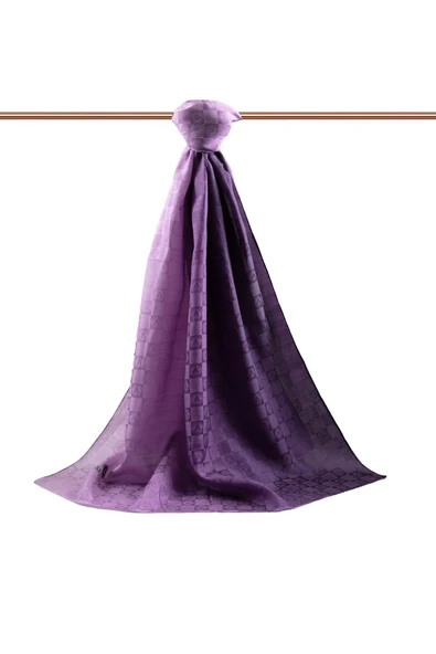 Vissona %57 İPEK %43 PAMUK Degrade Desenli Leylak Renkli Şal -  70x190 Dikiş Tipi İtalyan Dikişli - Resim 2