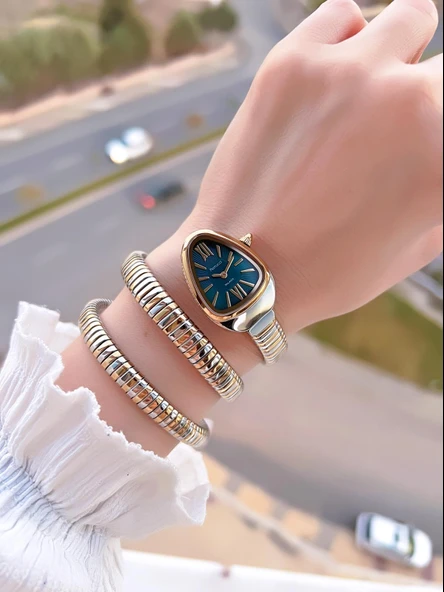 Ferrucci Yılan Dolamalı Çelik Kordon 2 Yıl Garantili 3 Atm Suya Dayanıklı Kadın Kol Saati C.03442.4 - Resim 2