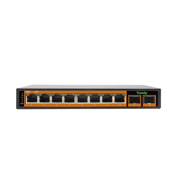 Tiandy PS-1008G-2SFP 8 PoE Port Gigabit / 2 Gigabit SFP AI PoE Switch ürün görseli 1
