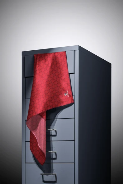 %100 Twill İpek Monogram Desenli Bordo Renkli 90x90 Eşarp Dikim Şekli : El Dikişi - Resim 3