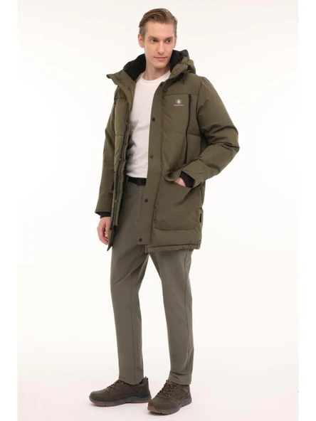 LUMBERJACK ML ADLERS LONG COAT HAKİ KALIN CASUAL KAPŞONLU UZUN KABAN MONT - Resim 5