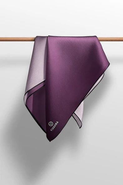 % 57 İPEK % 43 VİSKON Twill İpek Degrade Desenli Gül Kurusu Renkli 90x90 Eşarp Dikim Şekli : El Dikişi - Resim 5