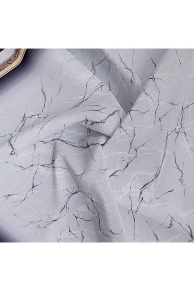 % 57 İPEK % 43 VİSKON Twill İpek Mermer Desenli Gümüş Renkli 90x90 Eşarp Dikim Şekli : El Dikişi - Resim 6