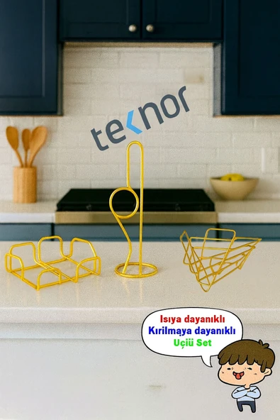 3'lü Servis Sunum Seti, Kağıt Havluluk, Kare Peçetelik, Üçgen Meyve Sepeti ürün görseli 1