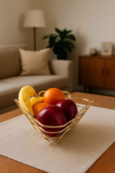 2'li Üçgen Sepet, Meyve Sepeti, Ekmek Sepeti, Modern Tel Sepet - Resim 2