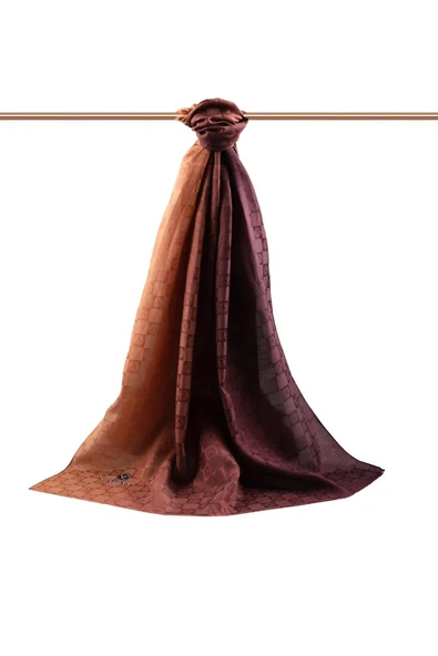 Vissona %57 İPEK %43 PAMUK Degrade Desenli Taba Renkli Şal -  70x190 Dikiş Tipi İtalyan Dikişli - Resim 2